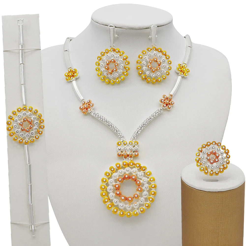 Double Circle Jewelry sets African Bridal Wedding Gifts for Women