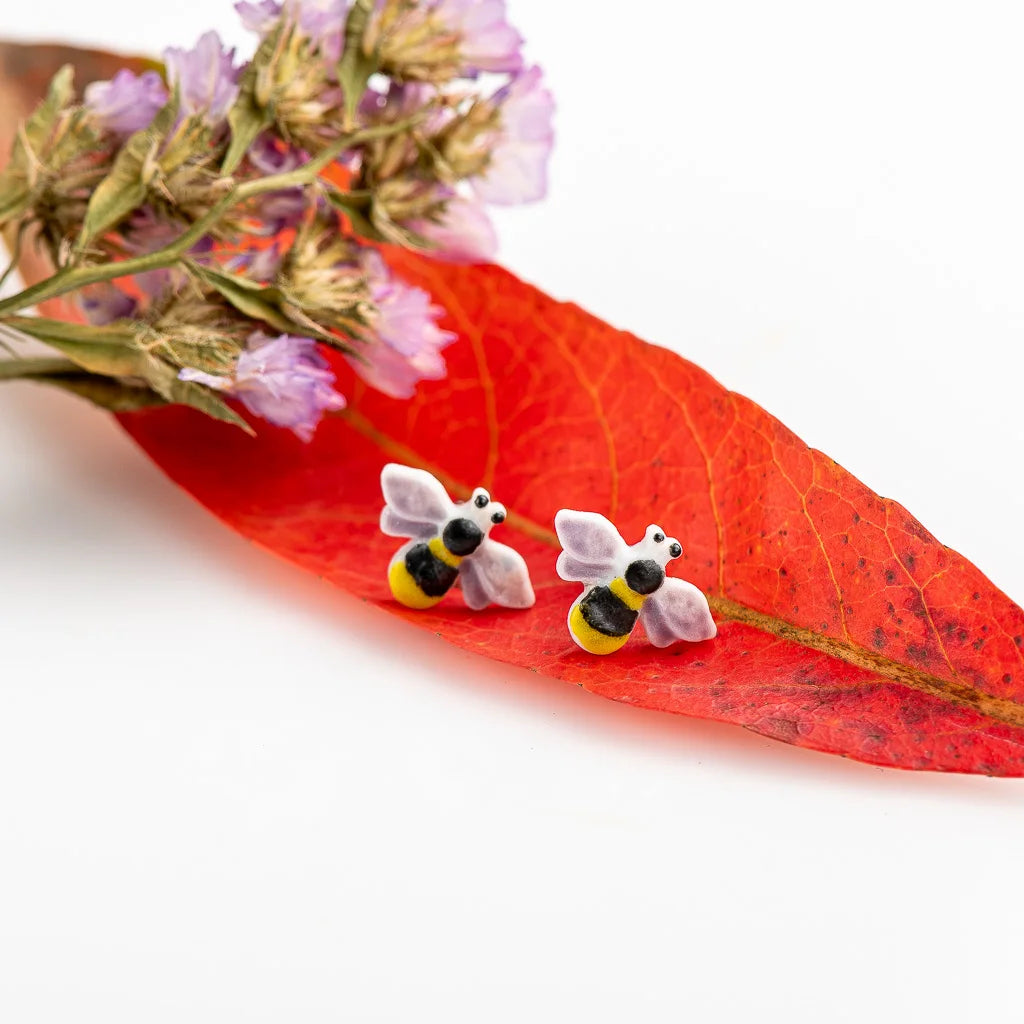 Cartoon Animal Bee Ceramic Earrings