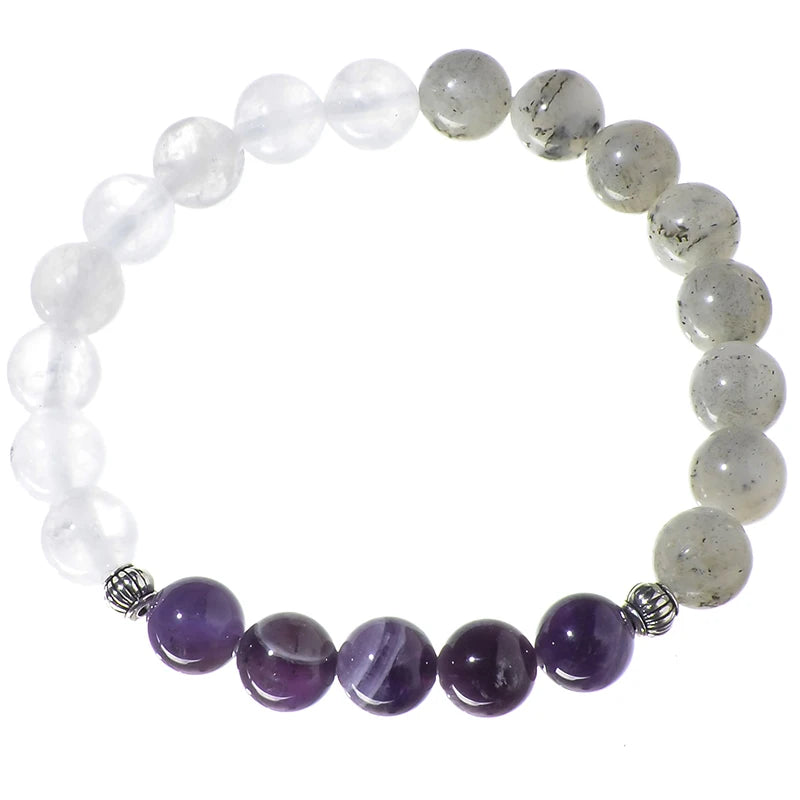 8mm Natural White Jade Labradorite Amethyst Necklace Bracelet 108 Japa Mala Jewelry Sets
