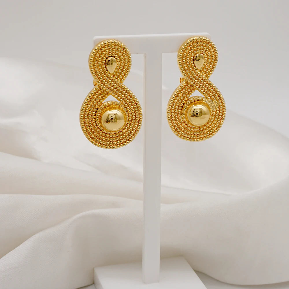 Luxury Dubai Gold Color Jewelry Sets Unique  Necklace Bracelet Earring Sets