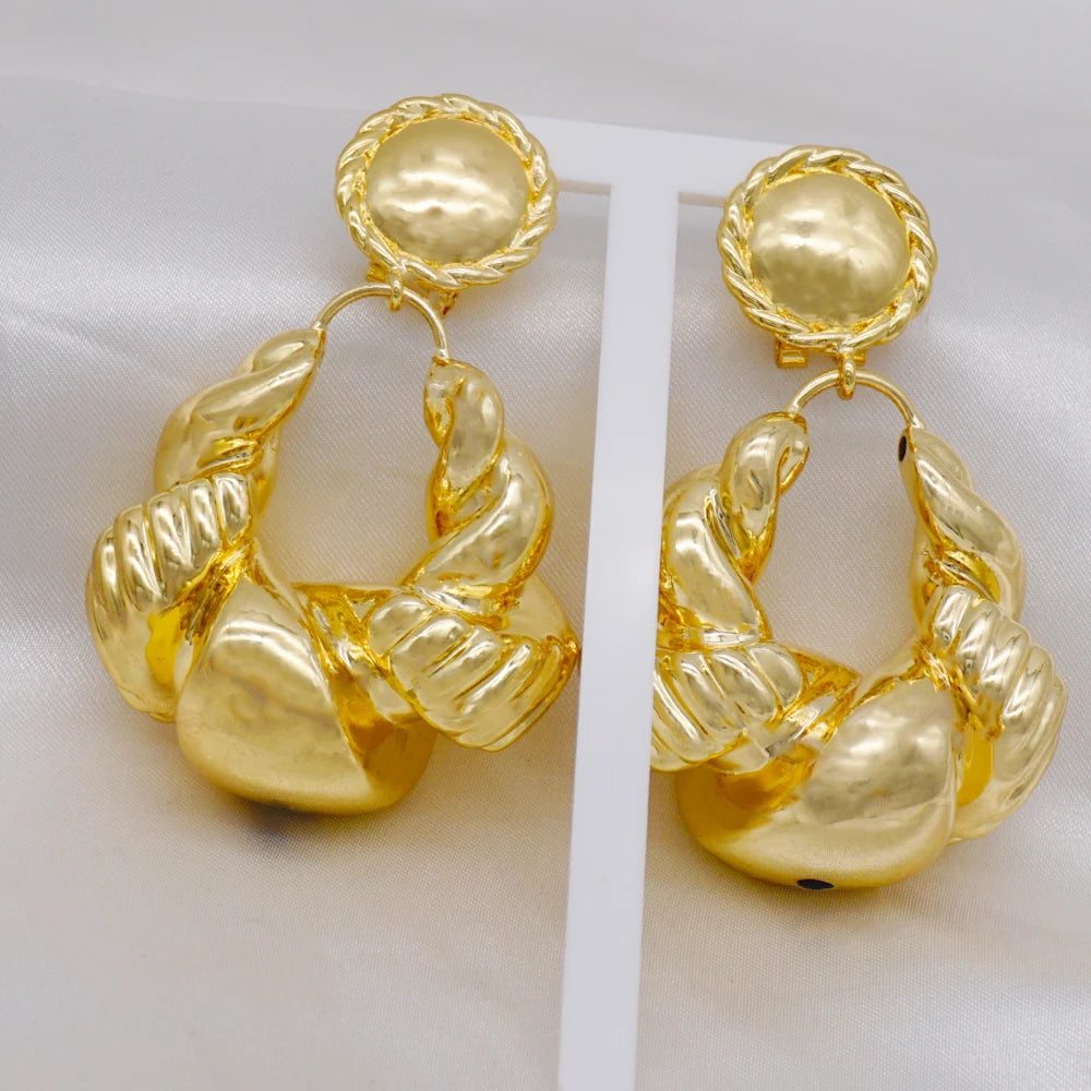 Fashion Drop Copper Earrings Round Big Earrings African Women Crystal Earrings