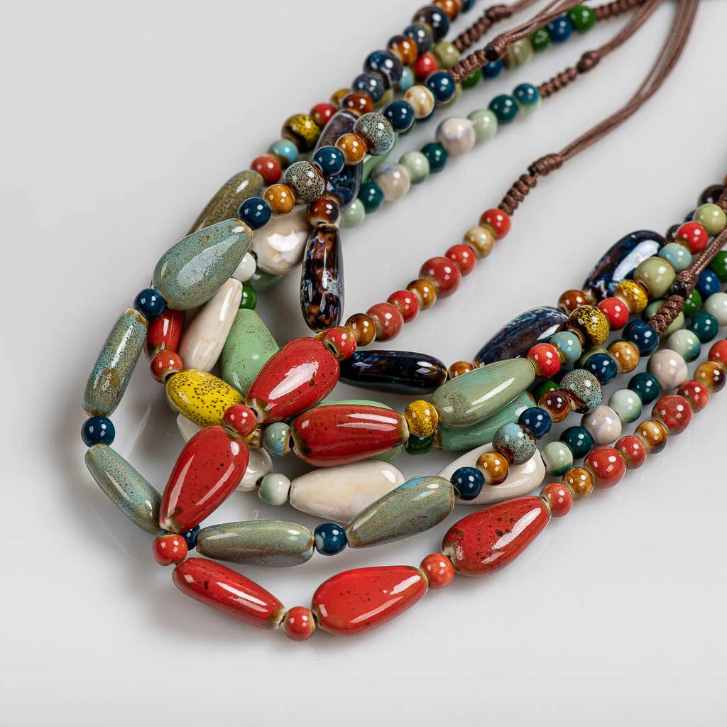 Colorful Retro Irregular shape Ceramic Beads Gift