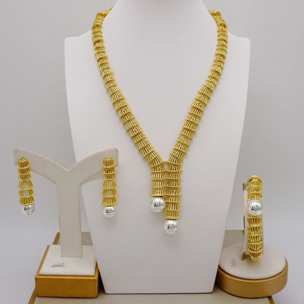 Brazilian Gold Color Flower Jewelry Dubai Jewelry Set For Women - Image 6