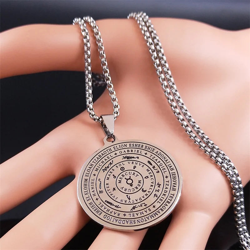 The Planets Mercury Stainless Steel Necklace Seal of Seven Archangels Secret of Universe Necklaces
