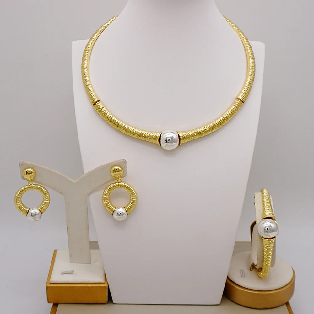 Brazilian Gold Color Flower Jewelry Dubai Jewelry Set For Women - Image 3