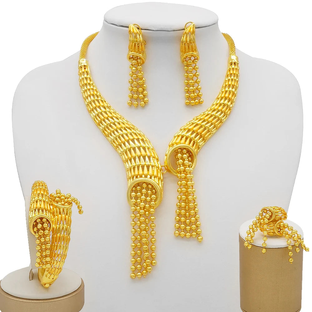 Double Circle Jewelry sets African Bridal Wedding Gifts for Women