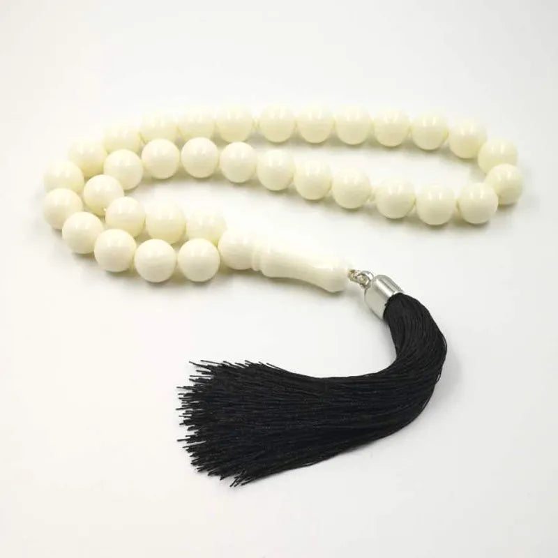  Resin Tasbih Imitation ivory color Misbaha 33 Beads white muslim man rosary Mastkhan