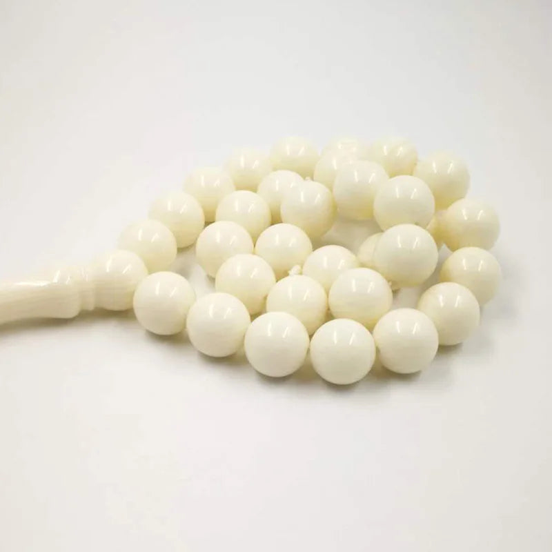 Resin Tasbih Imitation ivory color Misbaha 33 Beads white muslim man rosary Mastkhan