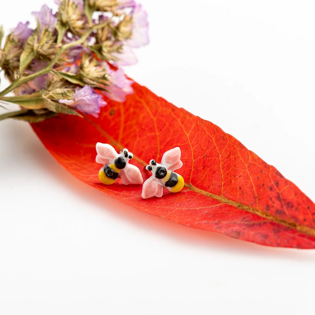 Cartoon Animal Bee Ceramic Earrings