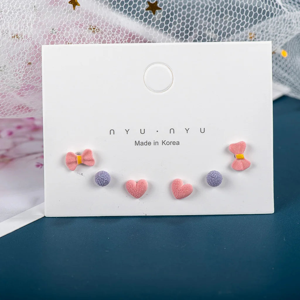 3pairs Fashion Cartoon Ceramic Gift Earrings Earring Set