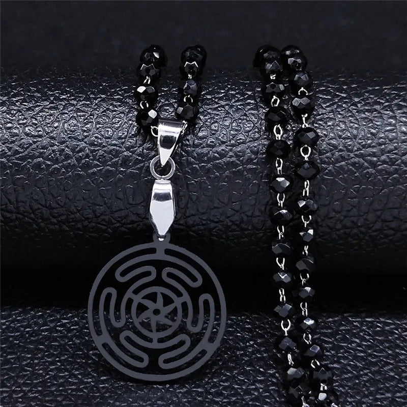Hekate Wheel Stainless Steel Charm Necklace Women
