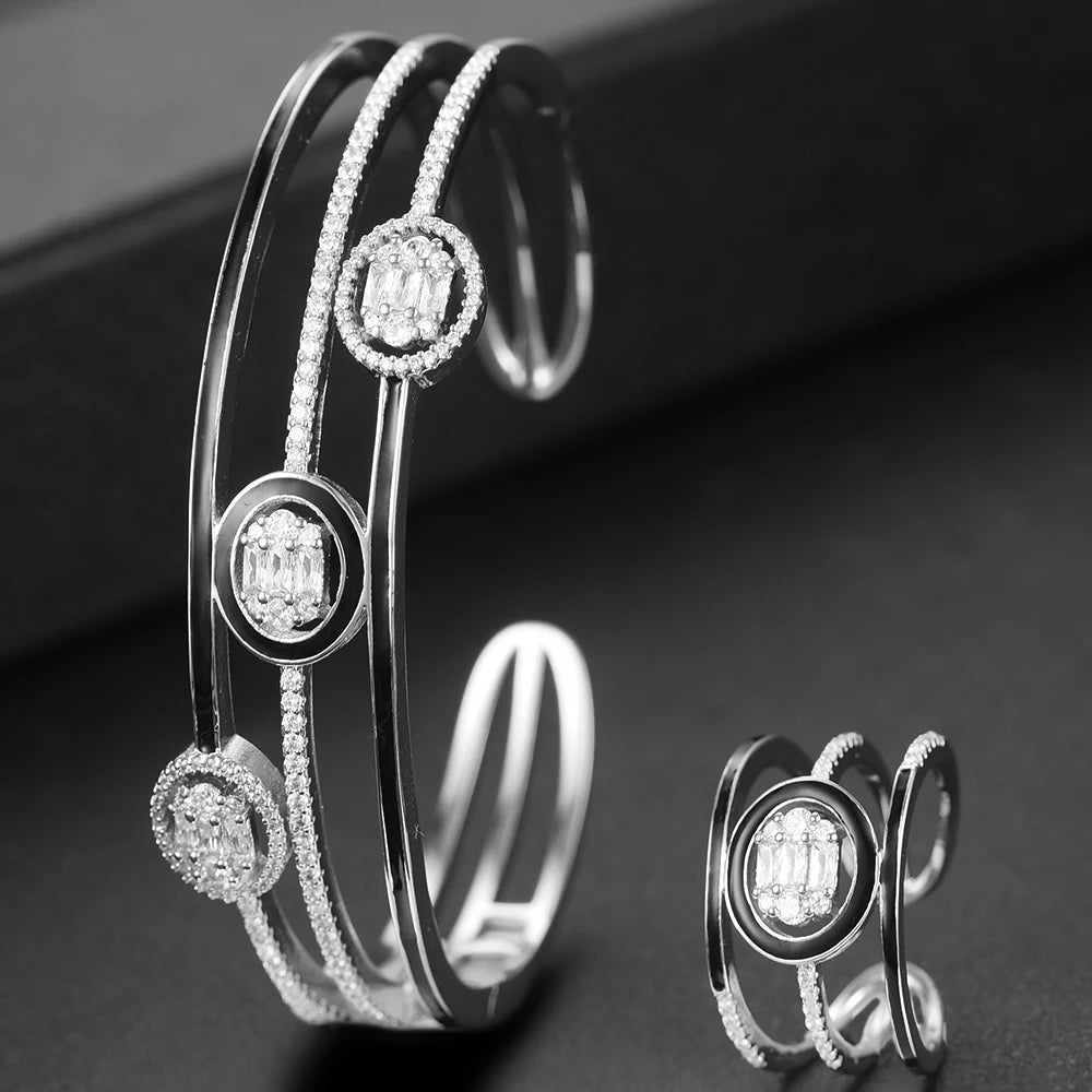 Original Design Bohemia Fine Cute 2 PCS Open Bangle Ring Jewelry Set for Women