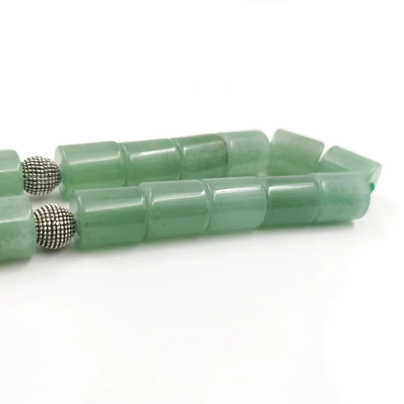 Natural green jades stone muslim bracelet Misbaha islamic gift stone tassels 33 prayer beads