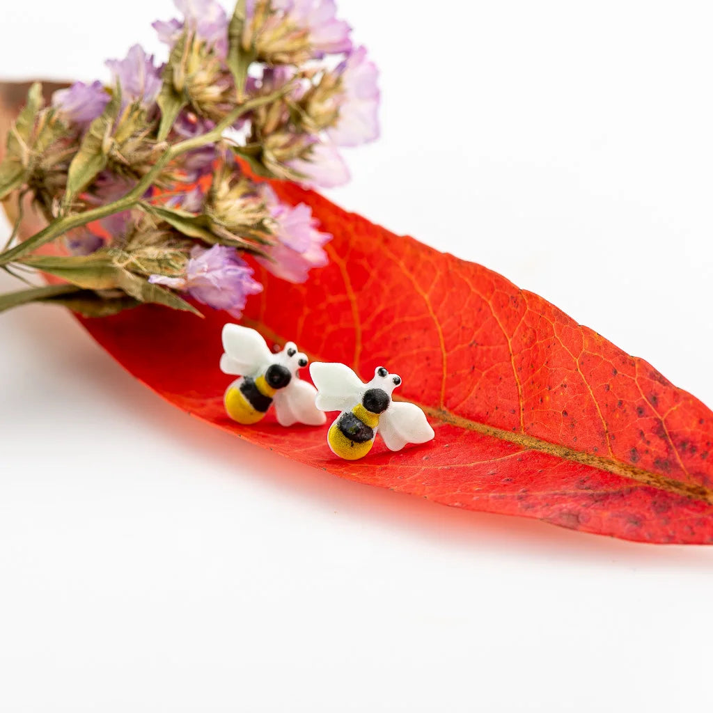 Cartoon Animal Bee Ceramic Earrings