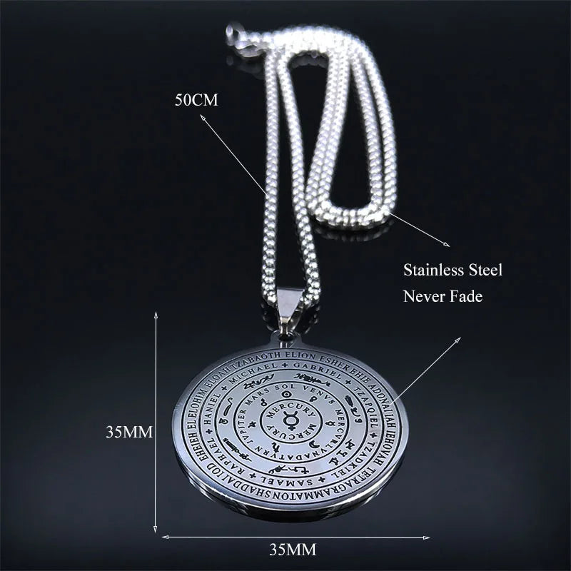 The Planets Mercury Stainless Steel Necklace Seal of Seven Archangels Secret of Universe Necklaces
