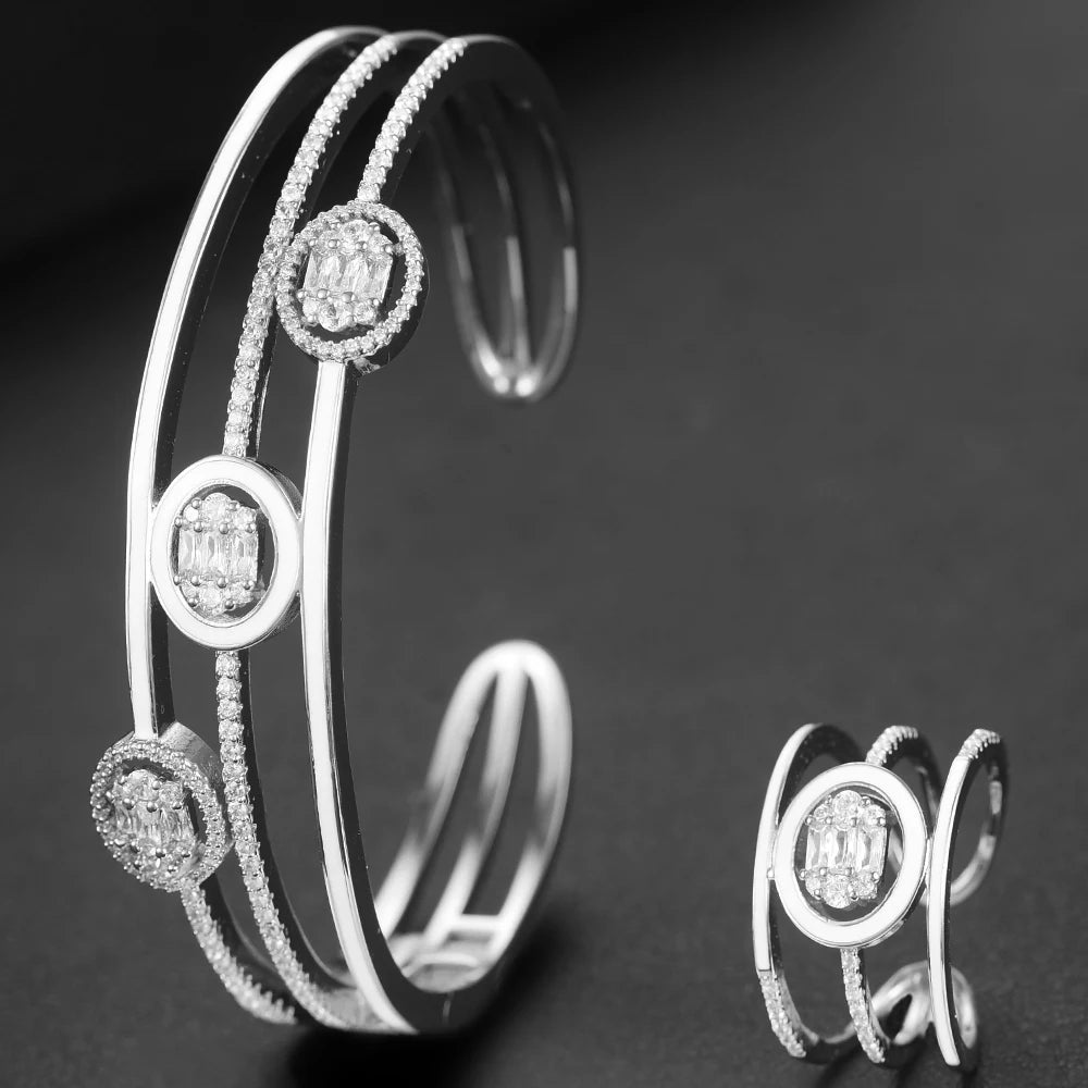  Original Design Bohemia Fine Cute 2 PCS Open Bangle Ring Jewelry Set for Women