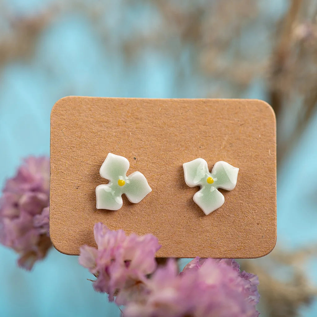  Special Plant Series Small Leaves Ceramic Earrings