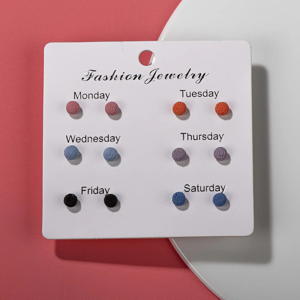 Summer Fashion Exquisite Small Ceramic Earring 6 Pairs/Set