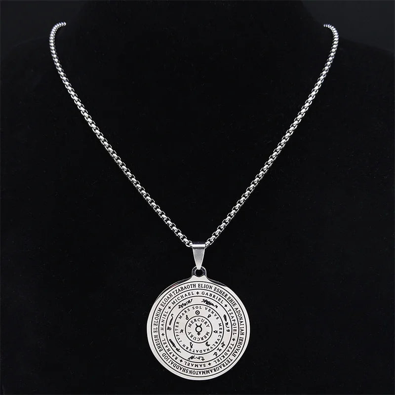 The Planets Mercury Stainless Steel Necklace Seal of Seven Archangels Secret of Universe Necklaces