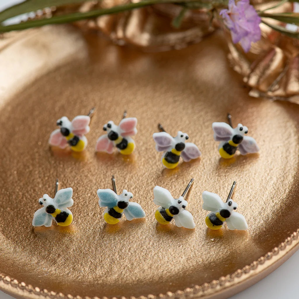 Cartoon Animal Bee Ceramic Earrings