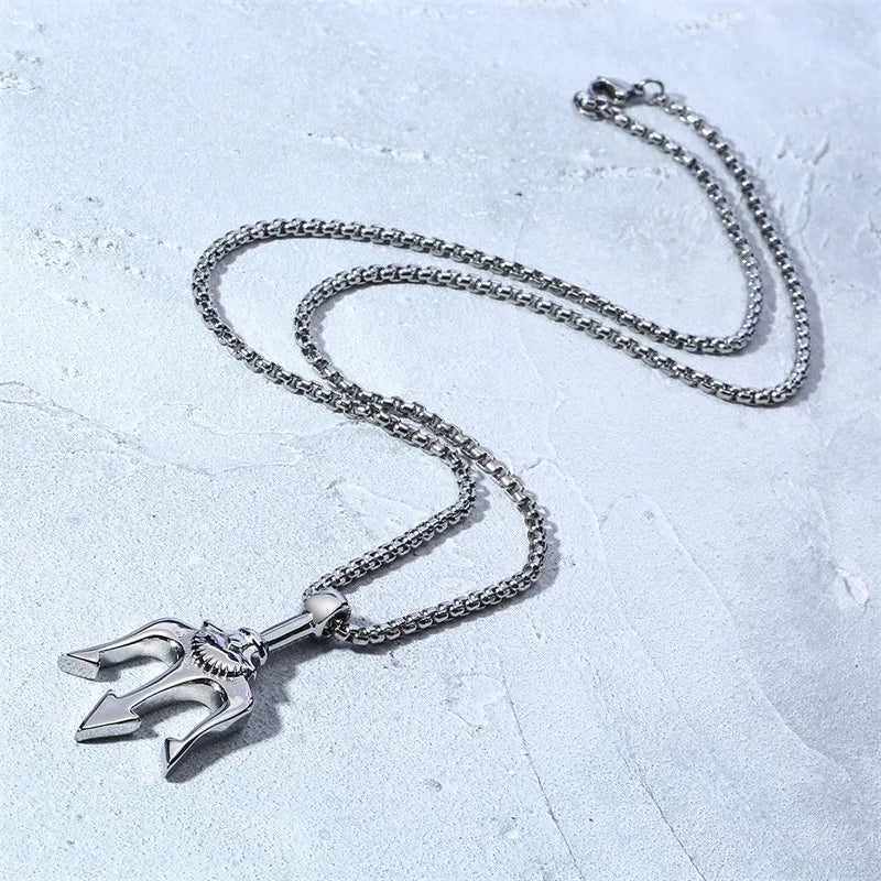 Necklace Man,Neptune Trident Pendant Necklace