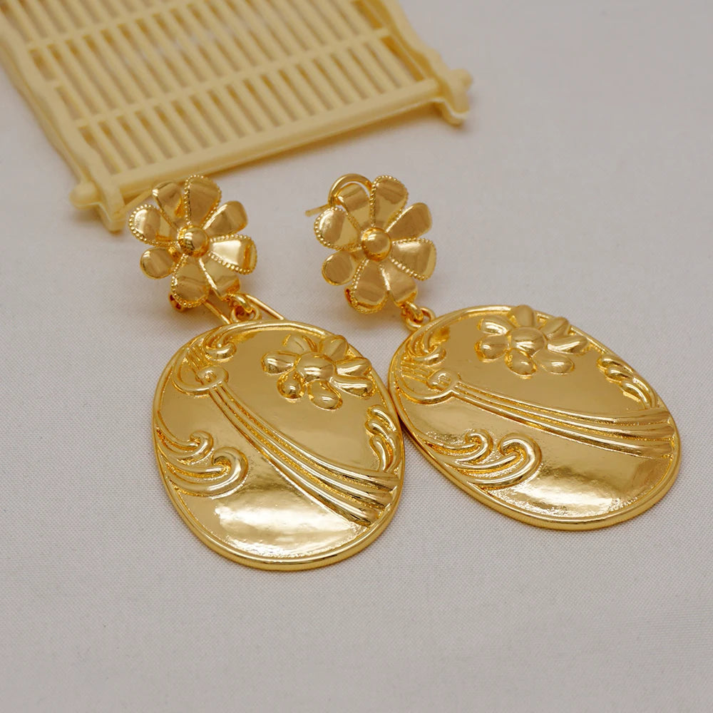 Dubai Bridal Luxury Necklace Earrings Bracelet Ring Set