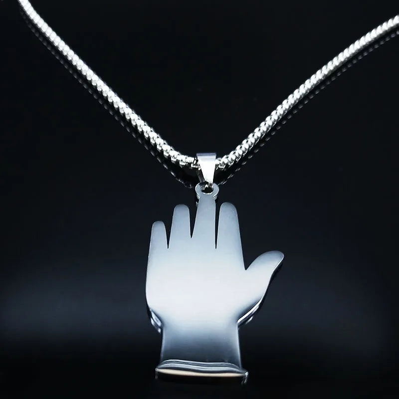 Witchcraft Divination Hand Eye Stainless Steel Necklace Men/Women Silver Color Wicca Necklaces