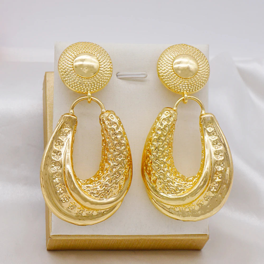 Fashion Drop Copper Earrings Round Big Earrings African Women Crystal Earrings