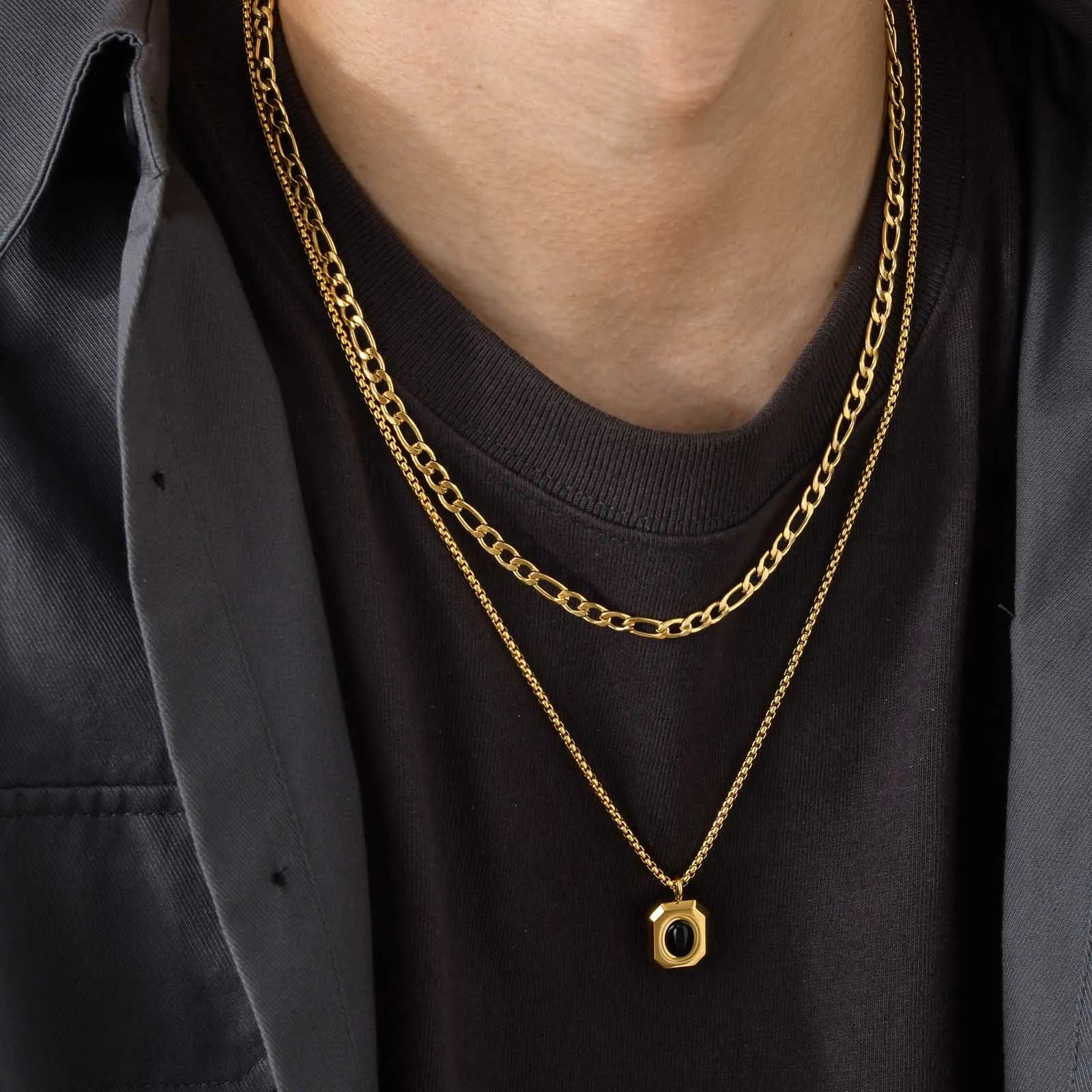 Stylish Black Square Necklace for Men