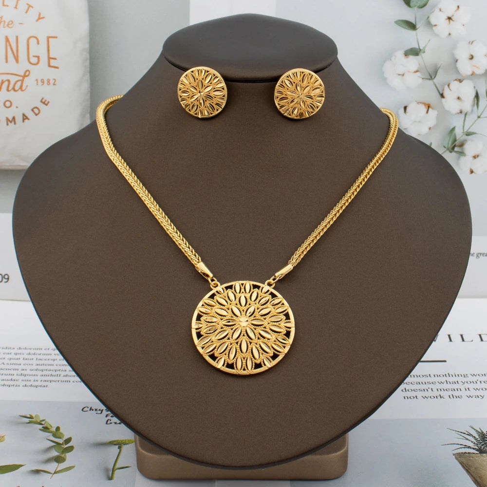 Dubai African Gold Color Jewelry Set With Box Women