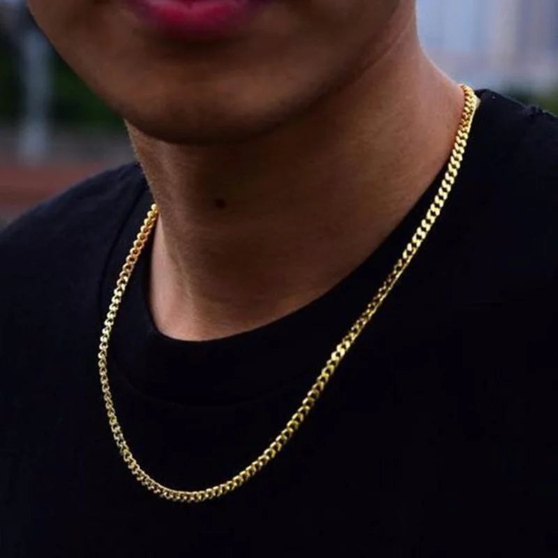  Basic 3-6MM Snake Cuban Curb Link Flat Box Wheat Chains Choker Necklaces for Men