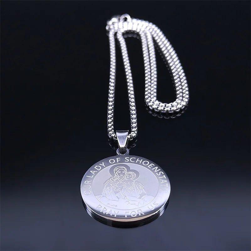 OUR LADY OF SCHOENSTAFF Medal Pendant Necklace Women/Men