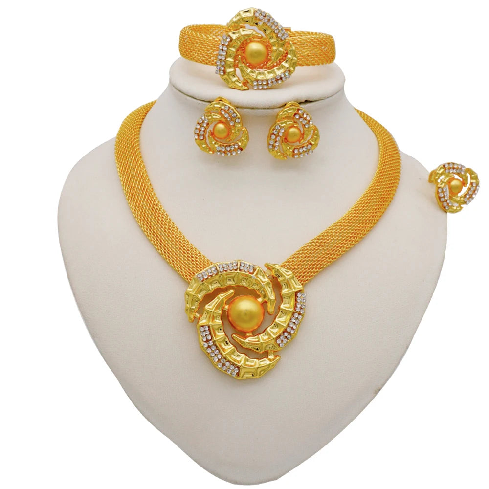 Double Circle Jewelry sets African Bridal Wedding Gifts for Women