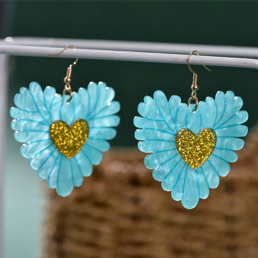 Fashion Sweet Exaggerated Double Layered Heart Earrings Women