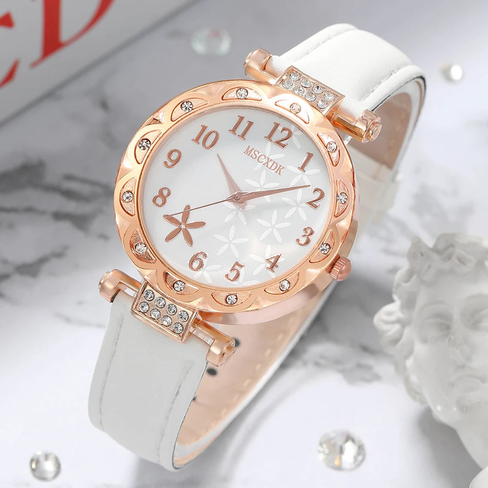 Women's Watch Set Fashion Hairpin Earrings Necklace Ring Watch Set