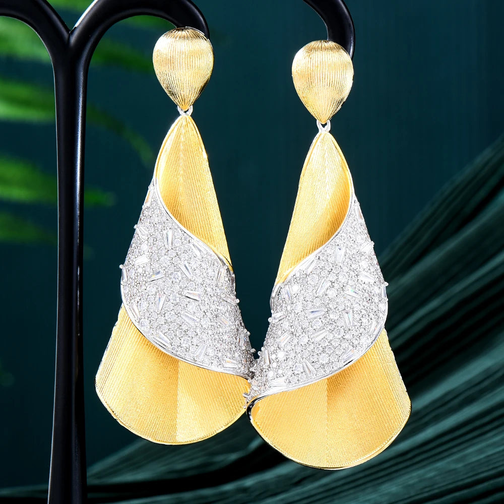 Original Design Luxury Vintage Big Earrings For Noble Women Wedding Party CZ Dubai Bridal Earrings