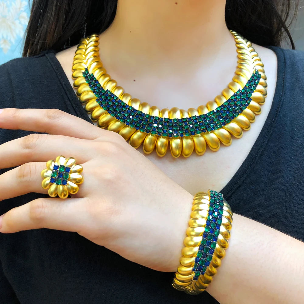 Famous Brand Bling Sequins Luxury Africa Dubai Jewelry Sets For Women