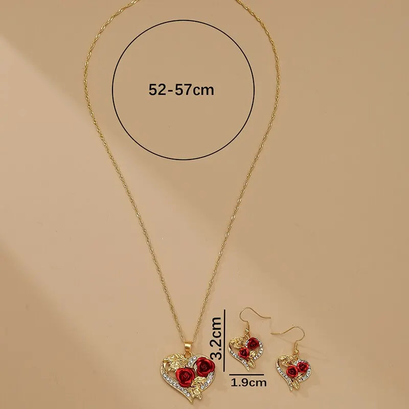 Creative Love Rose Heart Pendant Necklace For Women