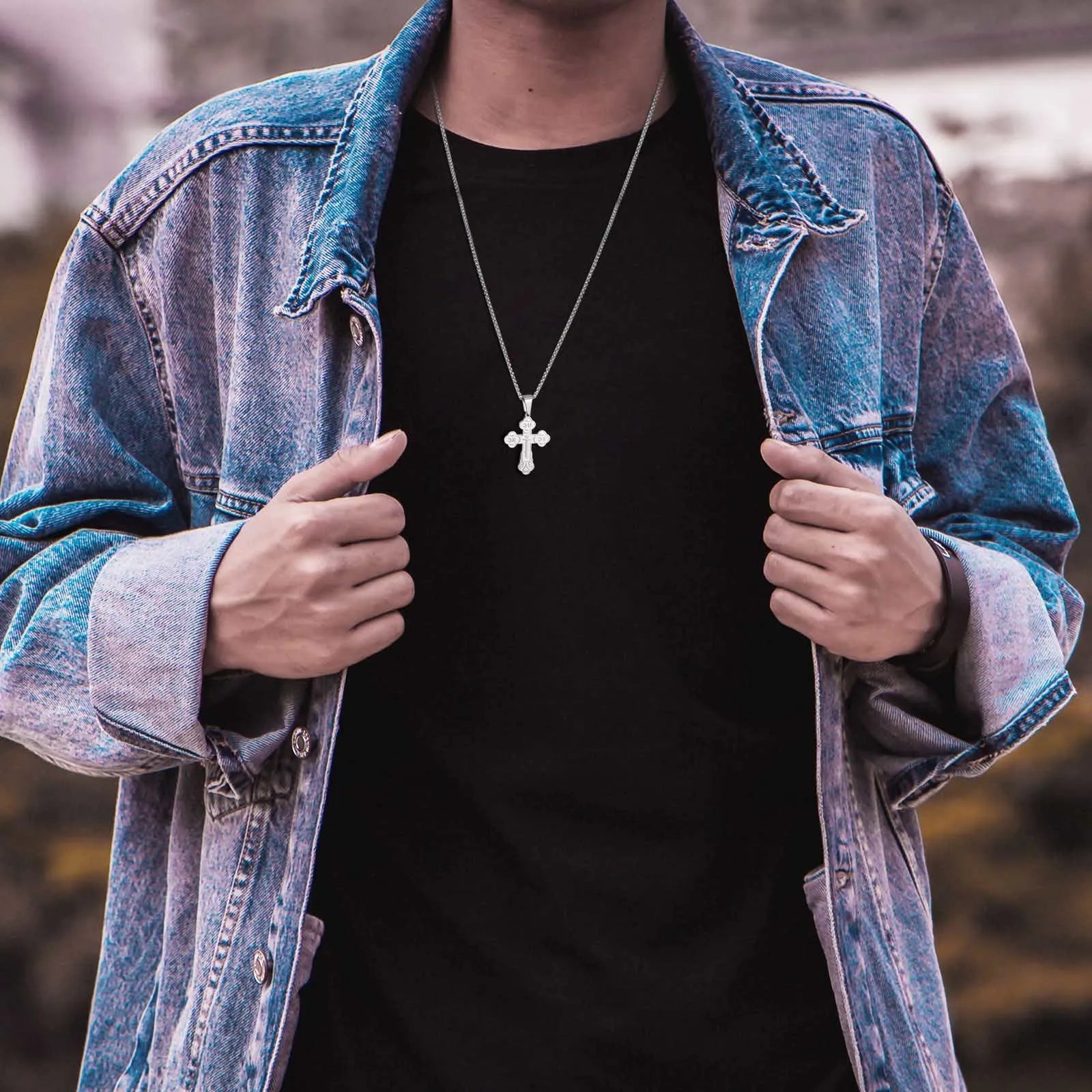 Orthodox Crucifix Cross Necklaces for Men Jewelry