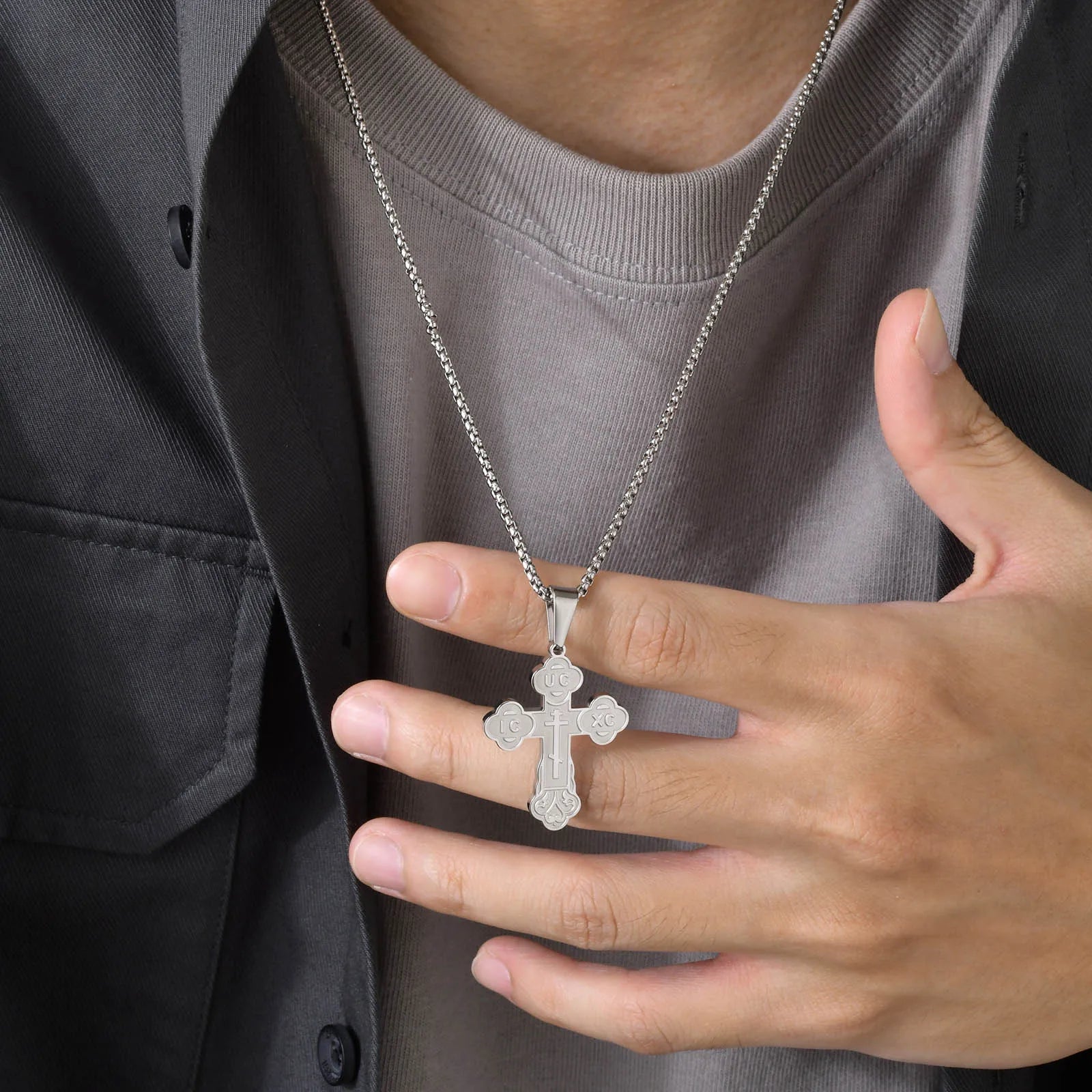  Orthodox Crucifix Cross Necklaces for Men Jewelry
