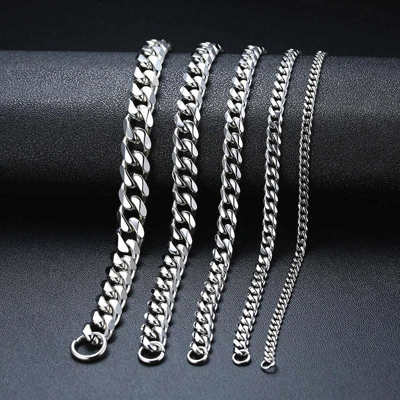 MENS CUBAN LINK CHAIN BRACELET 5MM 7MM