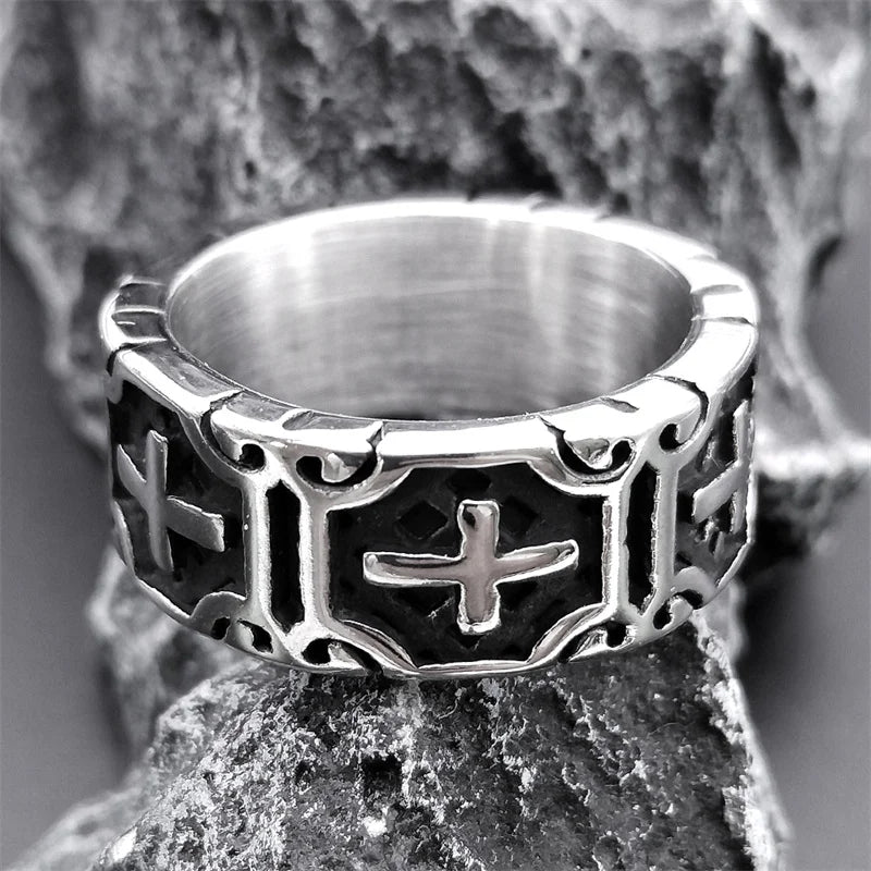 Goth Cross Unisex Ring Stainless Steel Punk Grunge Woman Man