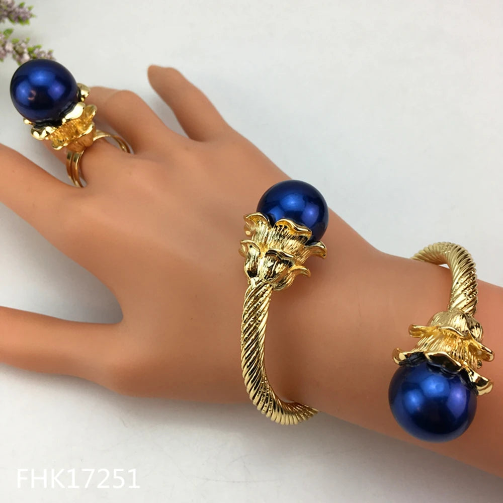 Newest Bangle with Ring Sets  Pearls Bangle Ring for Women
