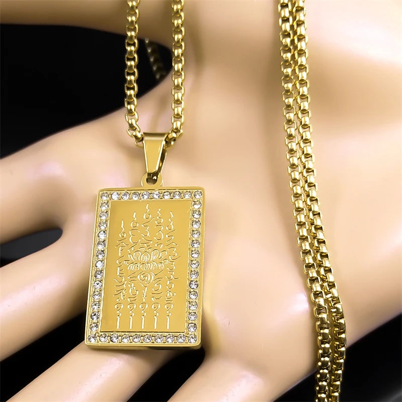 Buddhism Lotus Flower Necklace for Women Men Gold Color