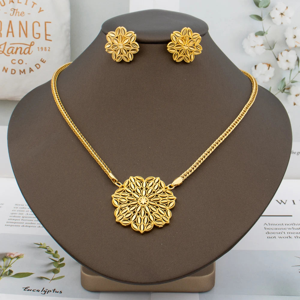 Dubai African Gold Color Jewelry Set With Box Women