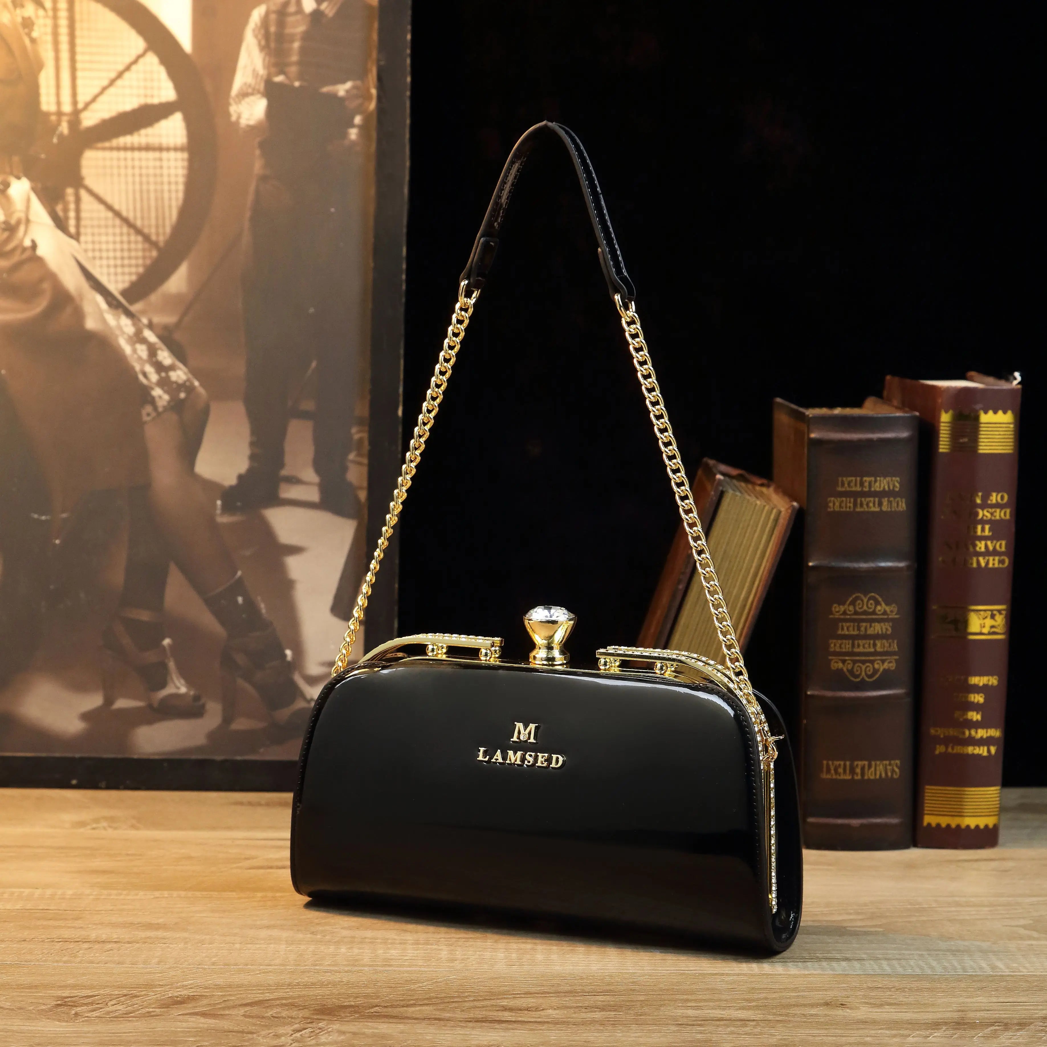 Handheld Bag With Diamond Inlaid Bag Aristocratic Temperament  Women's SHoulder Bag