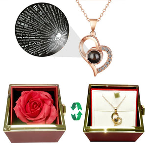 100 Languages I Love You Projection Necklace With 360° Rotating Rose Gift Box - Gofaer  Finds store!
