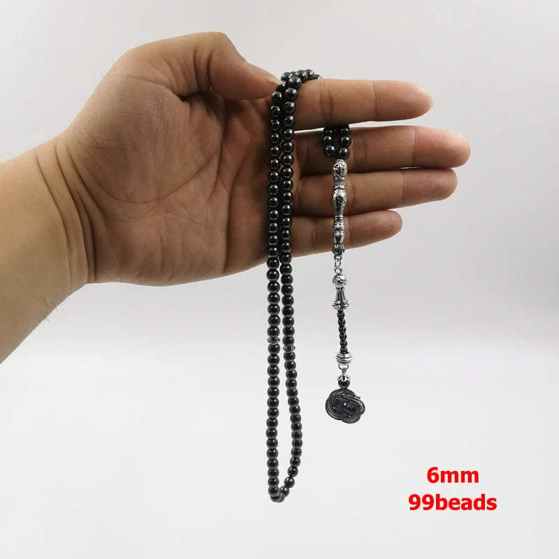 99beads 6mm Tasbih Natural hematite stone prayer beads Muslim islamic rosary Eid gift