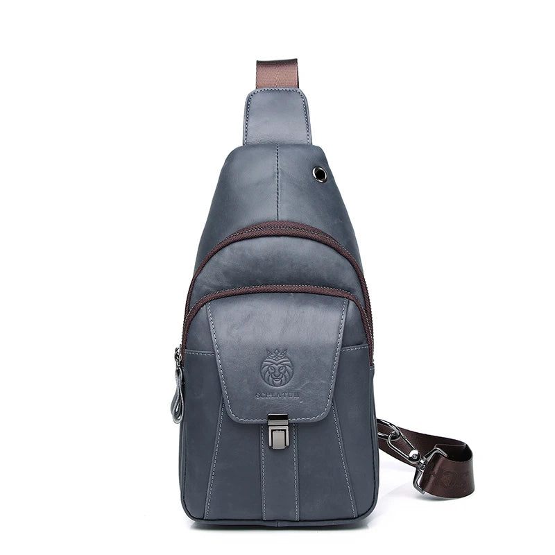 Genuine Leather Chest Bag For Men Fashion Style Casual Straddle Bag - Image 8