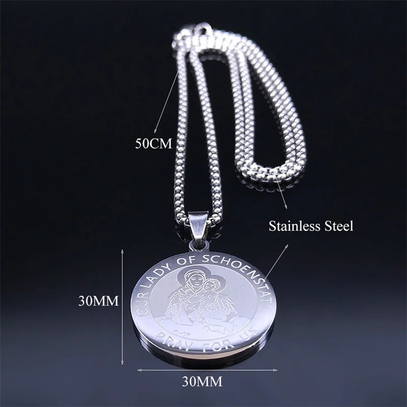 OUR LADY OF SCHOENSTAFF Medal Pendant Necklace Women/Men